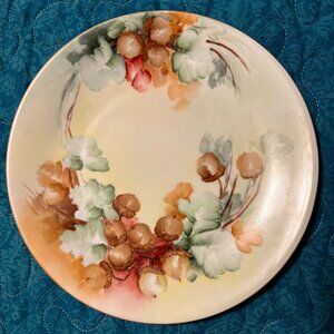 Vintage D&C Limoges France Hand Painted Grapes Pastels Decor Plate 8.5"